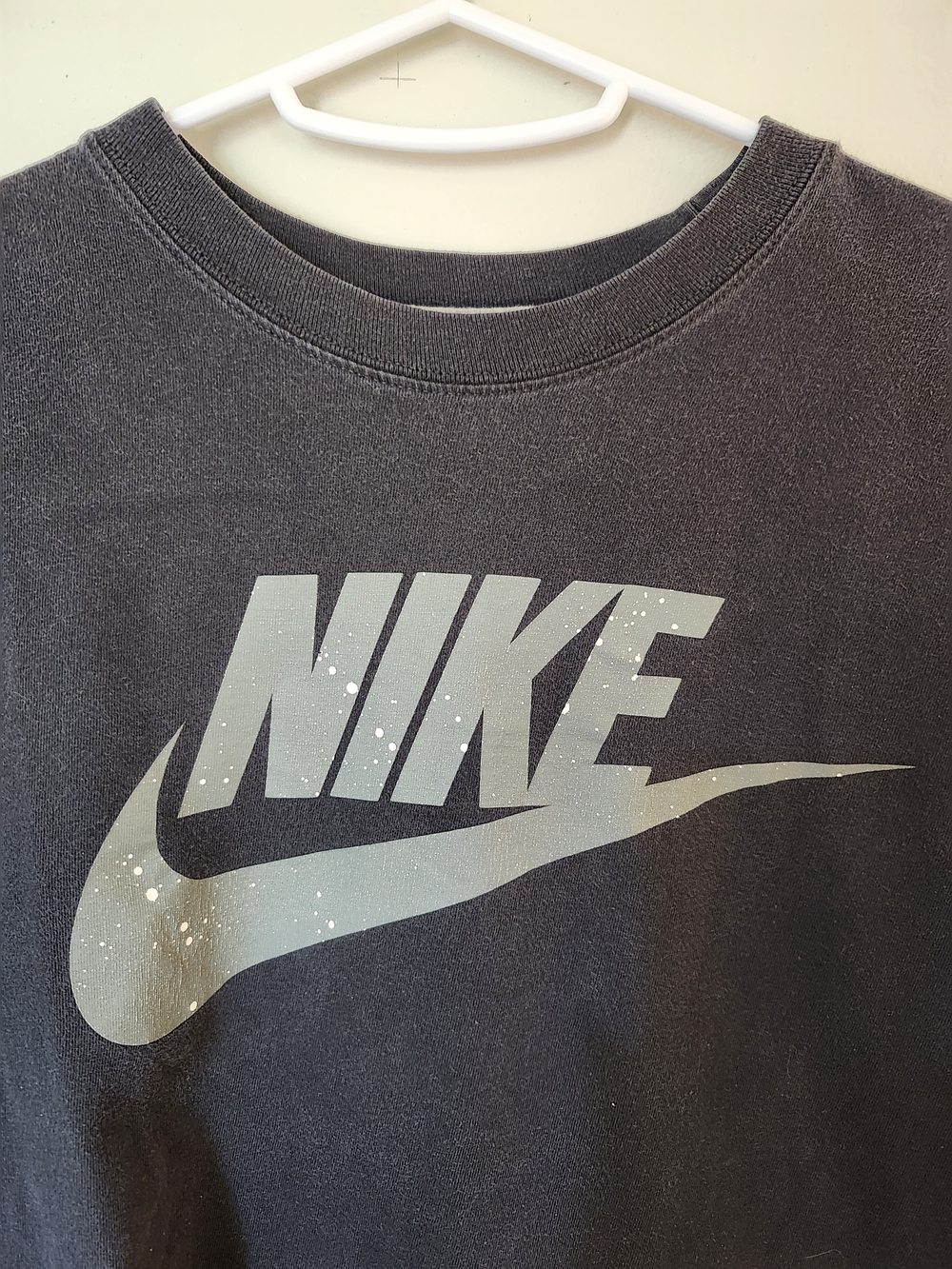 Nike Men's Black Crewneck Tshirt with Large Splatter  Logo Large 2010s